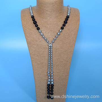 Handmade Pearl Knots Jewelry Long Shell Pearl Necklace